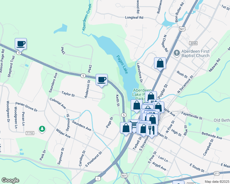 map of restaurants, bars, coffee shops, grocery stores, and more near 237 Keith Street in Aberdeen