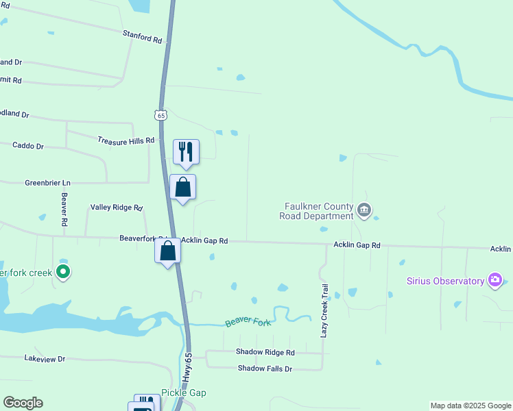 map of restaurants, bars, coffee shops, grocery stores, and more near 14 Woodruff Lane in Conway