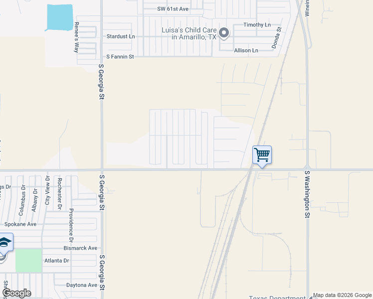 map of restaurants, bars, coffee shops, grocery stores, and more near 7202 Voyager Trail in Amarillo
