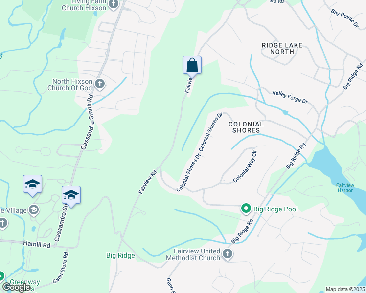 map of restaurants, bars, coffee shops, grocery stores, and more near 6330 Fairview Road in Chattanooga