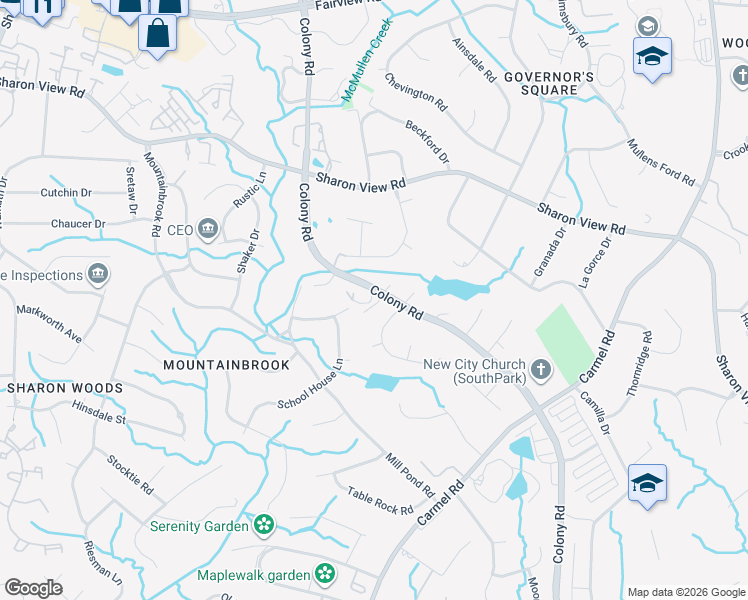 map of restaurants, bars, coffee shops, grocery stores, and more near in Charlotte