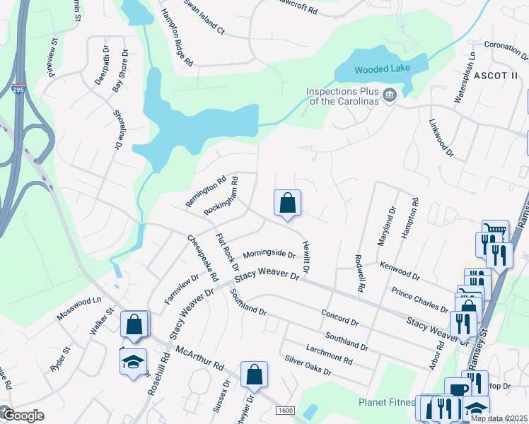 map of restaurants, bars, coffee shops, grocery stores, and more near 5156 Hewitt Drive in Fayetteville