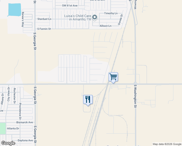 map of restaurants, bars, coffee shops, grocery stores, and more near 1820 West Farmers Avenue in Amarillo