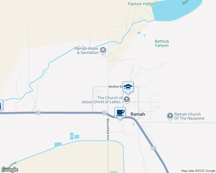 map of restaurants, bars, coffee shops, grocery stores, and more near Bloomfield Avenue & McNeal Avenue in Ramah