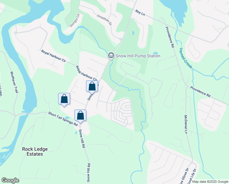 map of restaurants, bars, coffee shops, grocery stores, and more near 7384 Claude's Creek Drive in Ooltewah