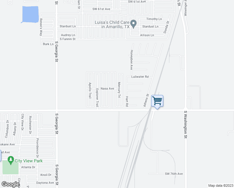 map of restaurants, bars, coffee shops, grocery stores, and more near 7106 Mercury Trail in Amarillo