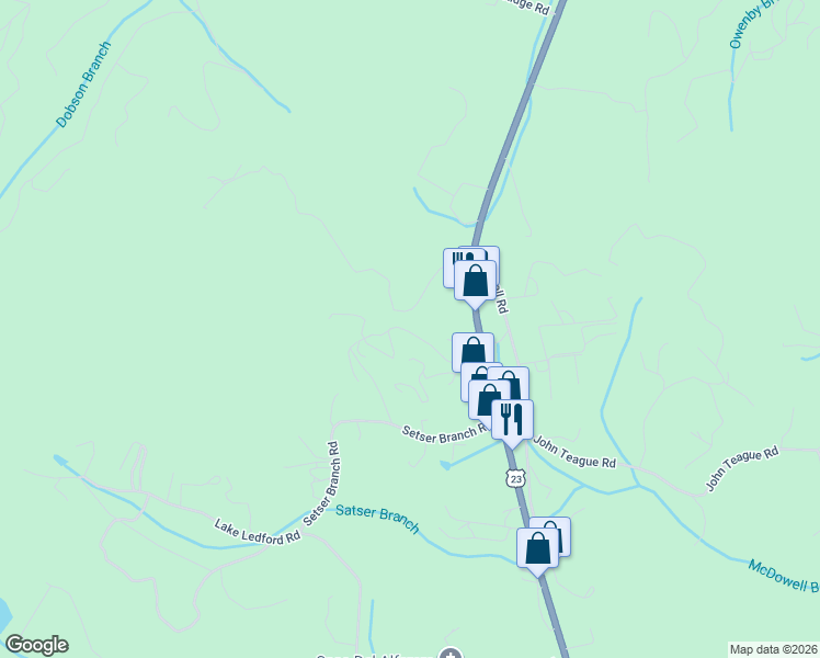 map of restaurants, bars, coffee shops, grocery stores, and more near 2887 Georgia Road in Franklin