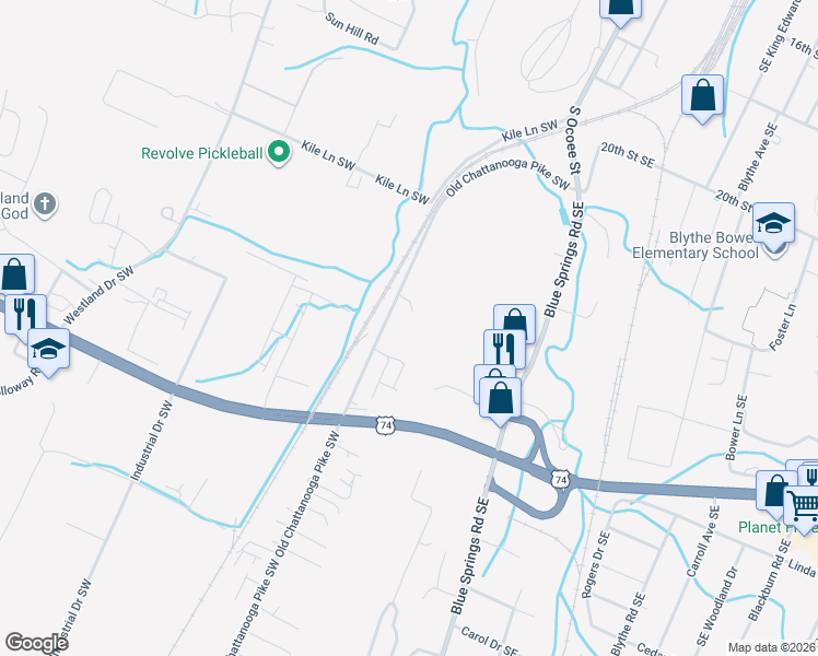 map of restaurants, bars, coffee shops, grocery stores, and more near 139 Dempsey Circle Southwest in Cleveland