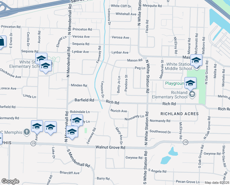 map of restaurants, bars, coffee shops, grocery stores, and more near 238 Mary Ann Drive in Memphis