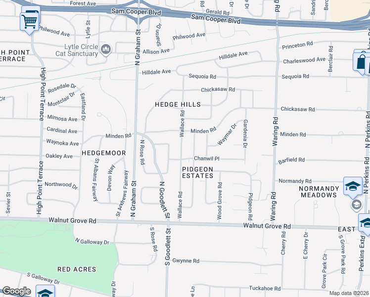 map of restaurants, bars, coffee shops, grocery stores, and more near 223 Pinehurst Street in Memphis