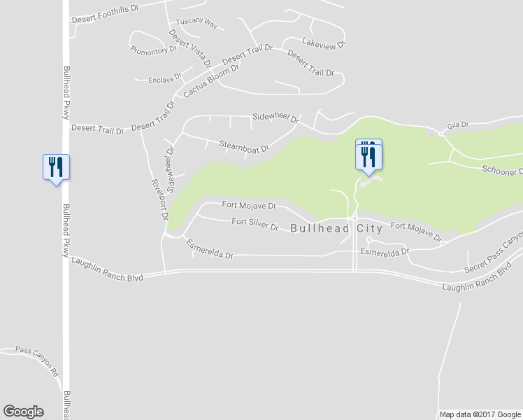 map of restaurants, bars, coffee shops, grocery stores, and more near 2872 Fort Mojave Drive in Bullhead City
