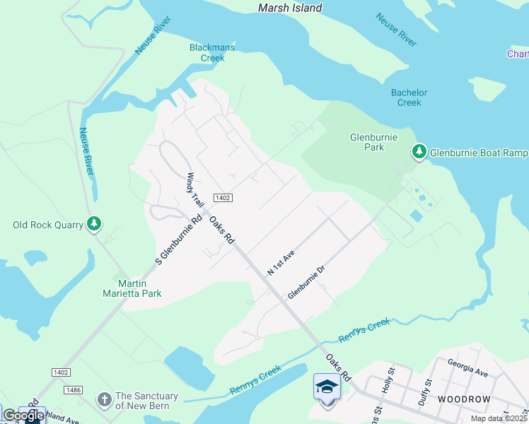 map of restaurants, bars, coffee shops, grocery stores, and more near 231 Attmore Drive in New Bern