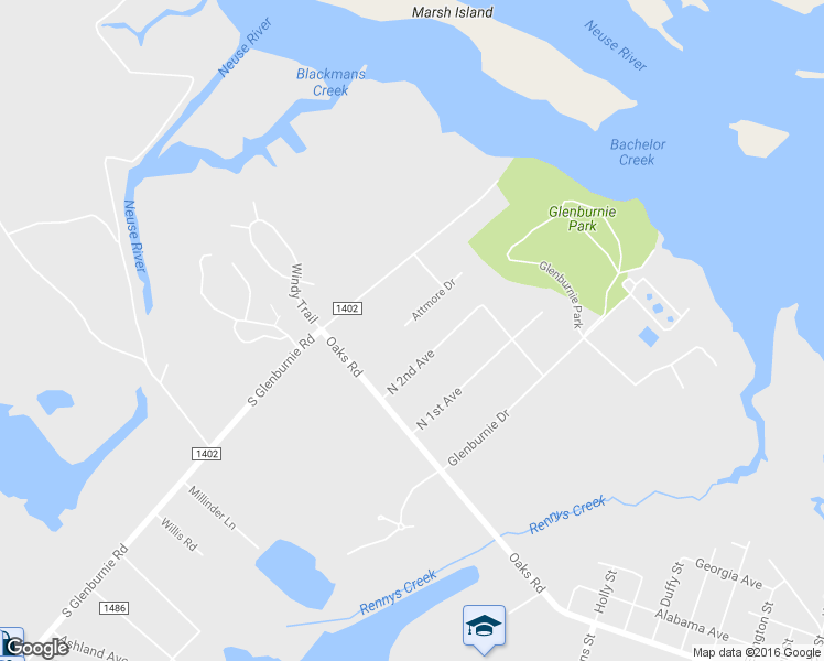 map of restaurants, bars, coffee shops, grocery stores, and more near 231 Attmore Drive in New Bern