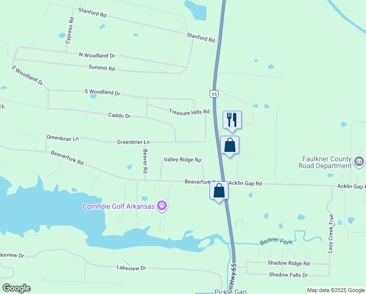 map of restaurants, bars, coffee shops, grocery stores, and more near 10 Greenbrier Lane in Conway