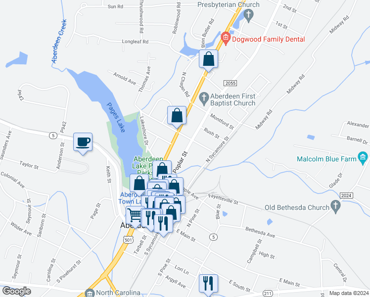 403 North Poplar Street, Aberdeen NC Walk Score