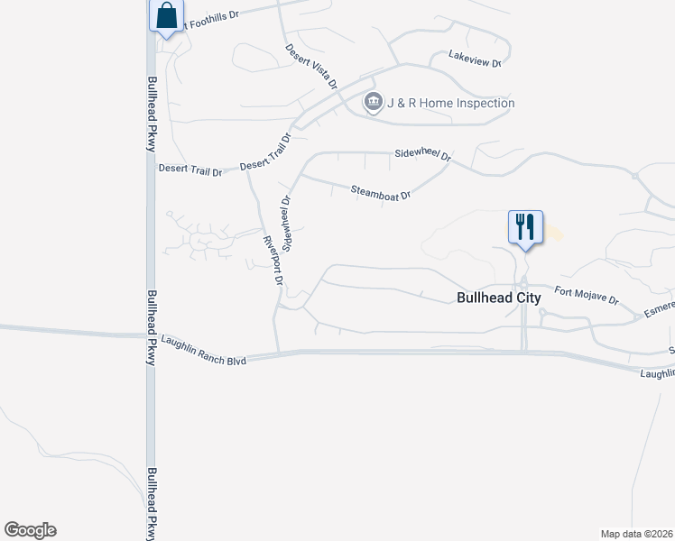 map of restaurants, bars, coffee shops, grocery stores, and more near 2779 Fort Mojave Drive in Bullhead City