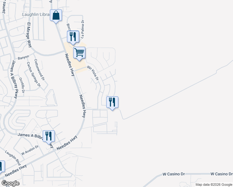 map of restaurants, bars, coffee shops, grocery stores, and more near 3262 Del Monte Street in Laughlin