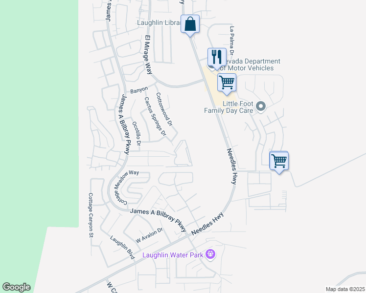 map of restaurants, bars, coffee shops, grocery stores, and more near 2008 Mesquite Lane in Laughlin