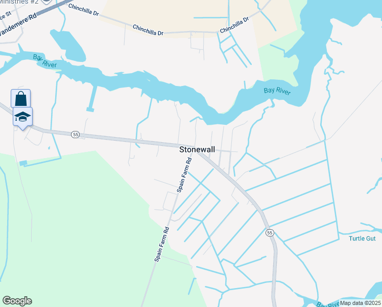 map of restaurants, bars, coffee shops, grocery stores, and more near 15946 North Carolina 55 in Merritt