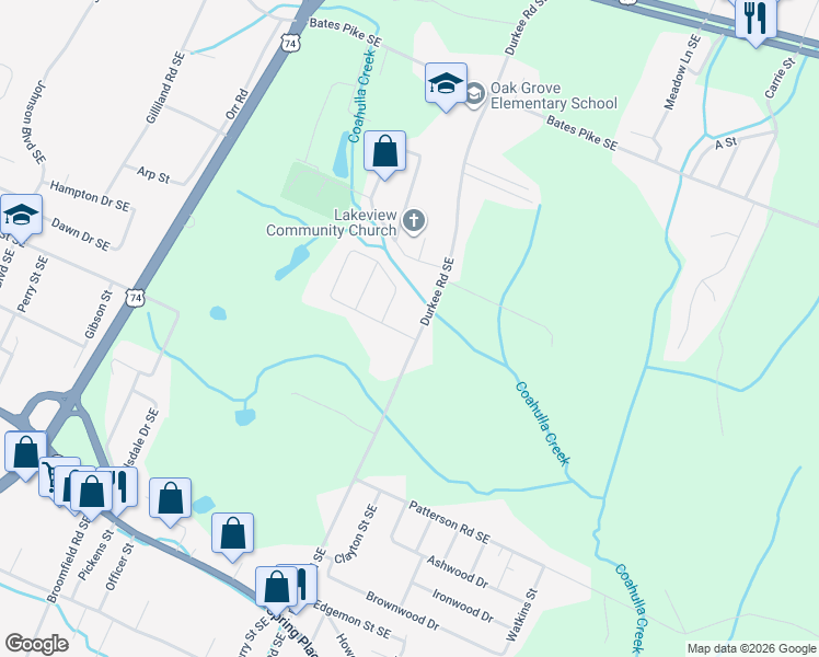 map of restaurants, bars, coffee shops, grocery stores, and more near 940 Durkee Road Southeast in Cleveland