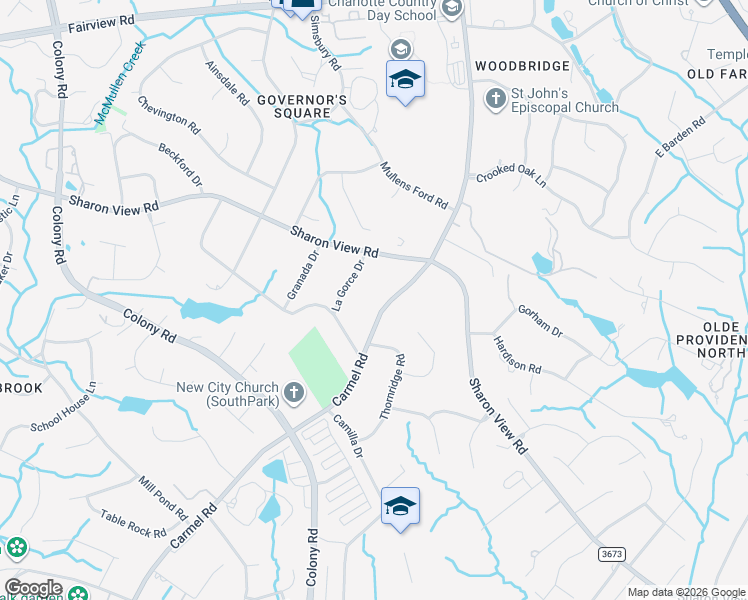 map of restaurants, bars, coffee shops, grocery stores, and more near 2136 Carmel Road in Charlotte