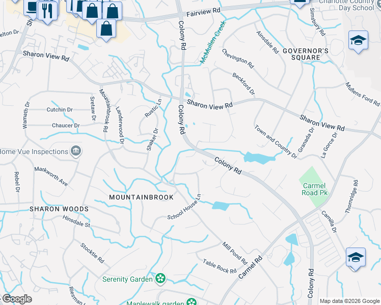 map of restaurants, bars, coffee shops, grocery stores, and more near in Charlotte