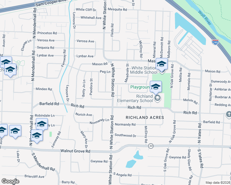 map of restaurants, bars, coffee shops, grocery stores, and more near 239 Brenrich Cove North in Memphis
