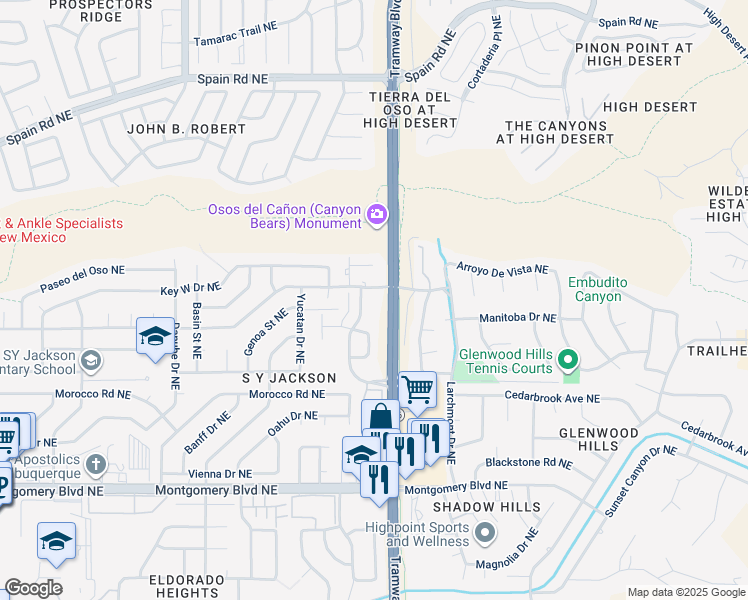 map of restaurants, bars, coffee shops, grocery stores, and more near in Albuquerque