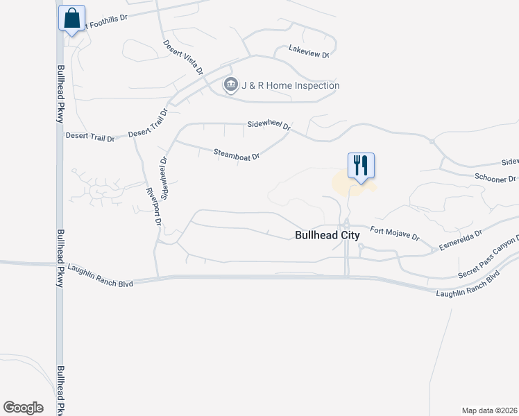 map of restaurants, bars, coffee shops, grocery stores, and more near 2885 Fort Mojave Drive in Bullhead City