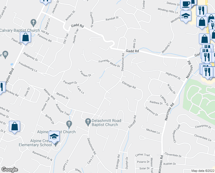 map of restaurants, bars, coffee shops, grocery stores, and more near 517 Woodrose Lane in Red Bank