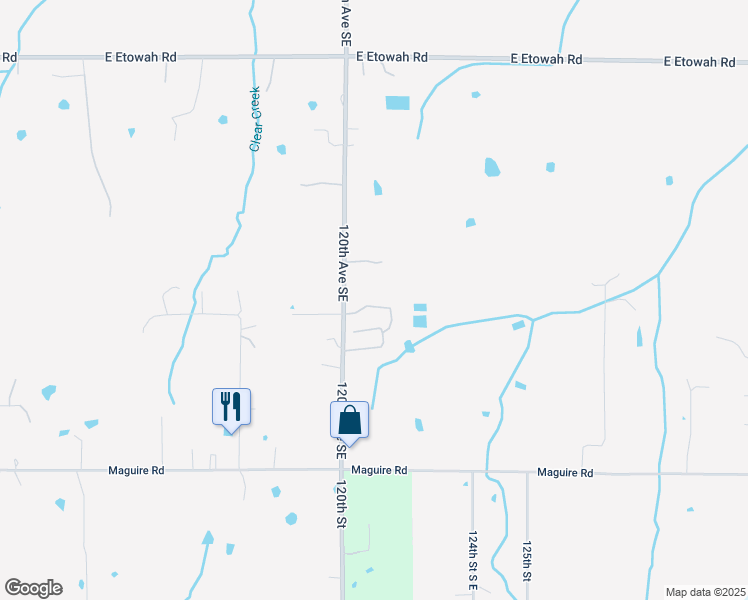 map of restaurants, bars, coffee shops, grocery stores, and more near 12121 Whiteridge Circle in Noble