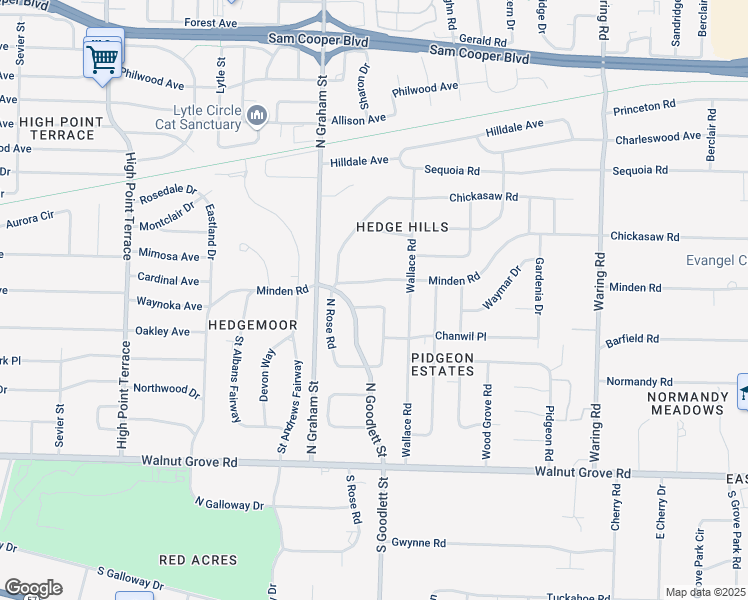 map of restaurants, bars, coffee shops, grocery stores, and more near 4058 Waynoka Avenue in Memphis