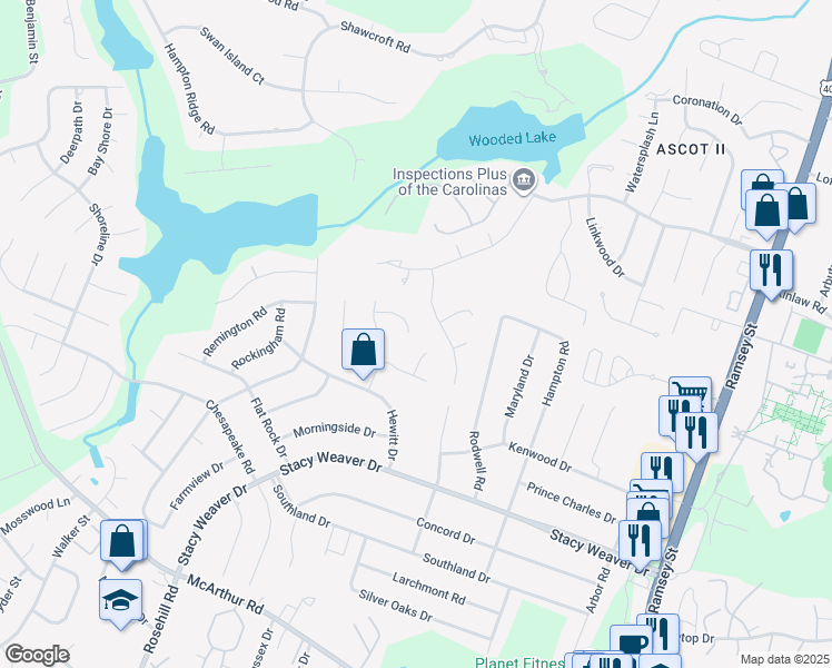 map of restaurants, bars, coffee shops, grocery stores, and more near 502 Suffolk Court in Fayetteville