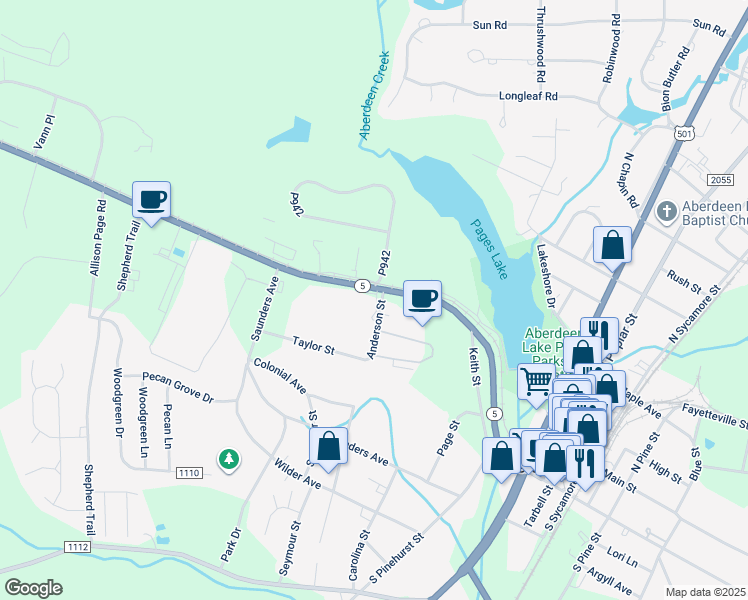 map of restaurants, bars, coffee shops, grocery stores, and more near 114 Anderson Street in Aberdeen