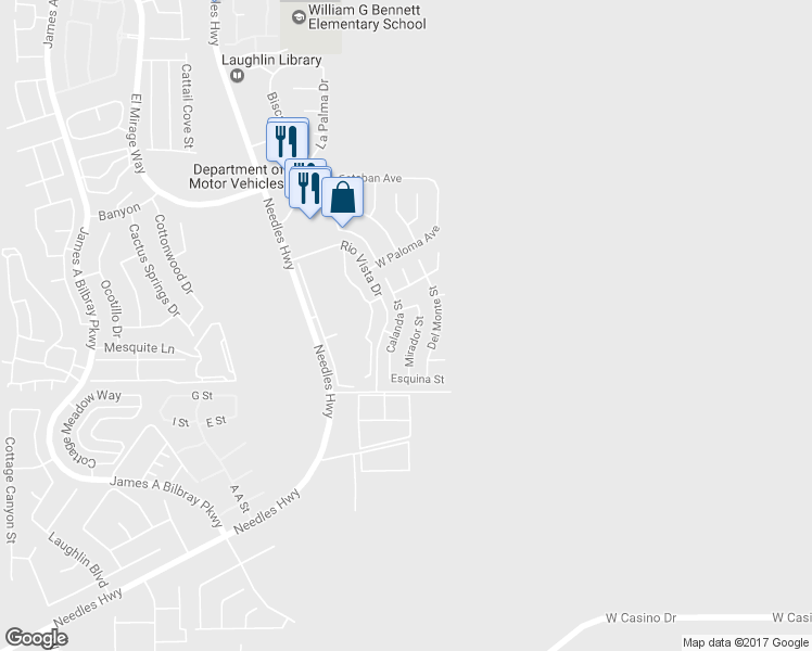 map of restaurants, bars, coffee shops, grocery stores, and more near 3252 Calanda Street in Laughlin