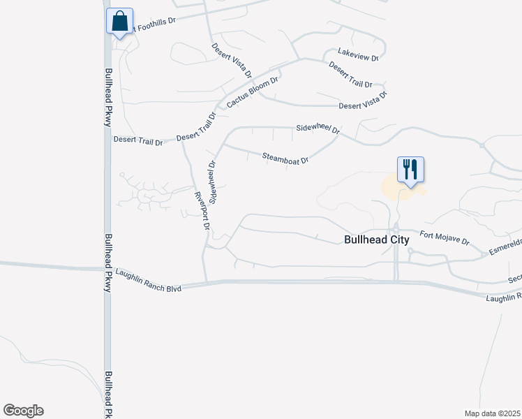 map of restaurants, bars, coffee shops, grocery stores, and more near 2813 Fort Mojave Drive in Bullhead City