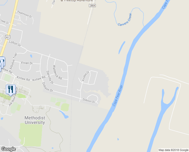 map of restaurants, bars, coffee shops, grocery stores, and more near 5932 Kindley Drive in Fayetteville