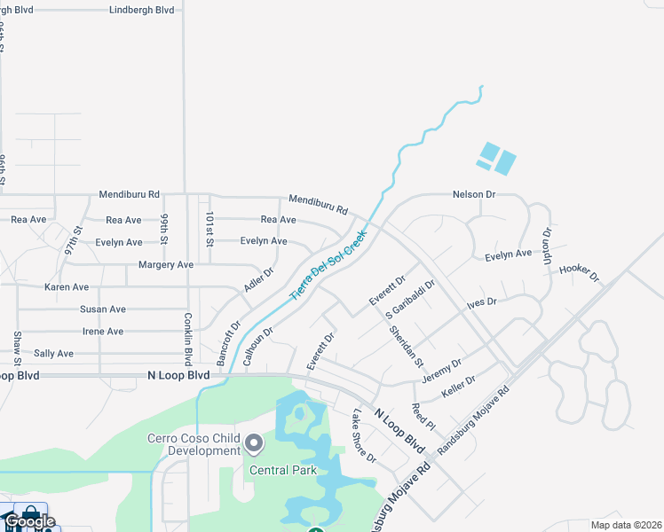 map of restaurants, bars, coffee shops, grocery stores, and more near Calhoun Drive in California City