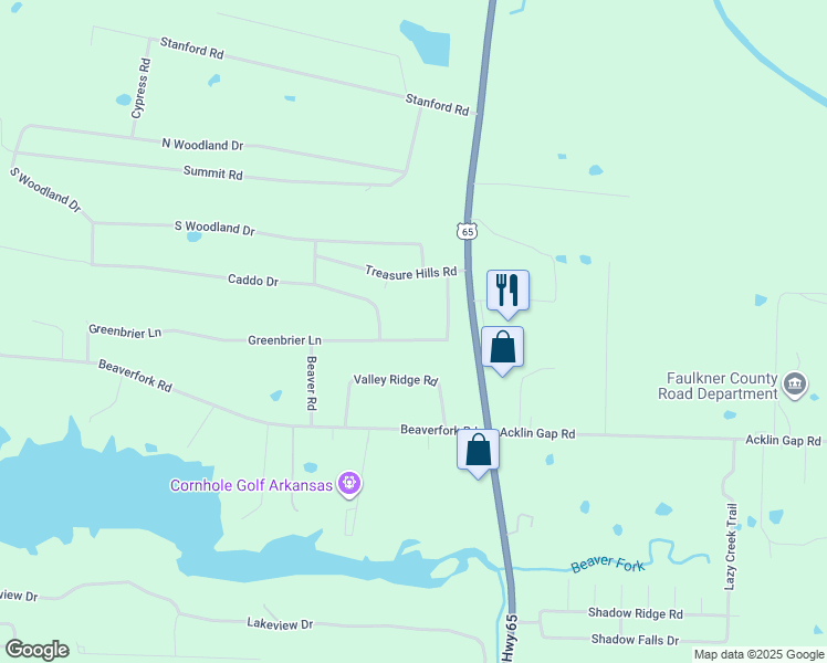 map of restaurants, bars, coffee shops, grocery stores, and more near 10 Greenbrier Lane in Conway