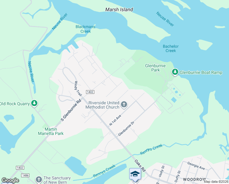 map of restaurants, bars, coffee shops, grocery stores, and more near 219 Attmore Drive in New Bern