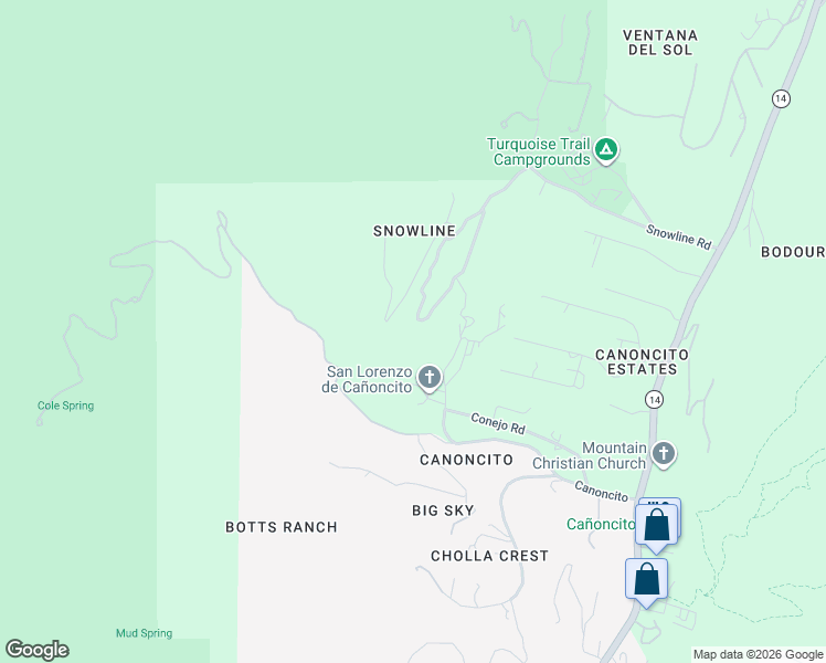 map of restaurants, bars, coffee shops, grocery stores, and more near 76 Canoncito in Cedar Crest