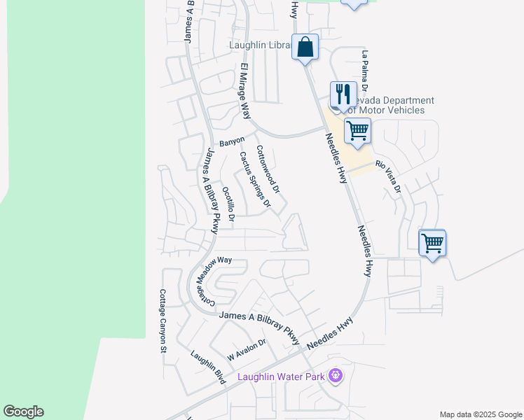 map of restaurants, bars, coffee shops, grocery stores, and more near 2100 Kiva Way in Laughlin