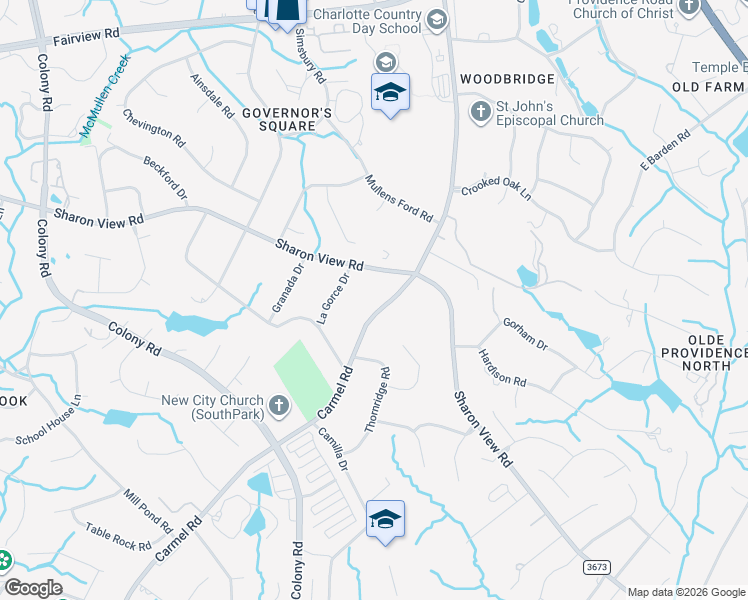 map of restaurants, bars, coffee shops, grocery stores, and more near 2136 Carmel Road in Charlotte