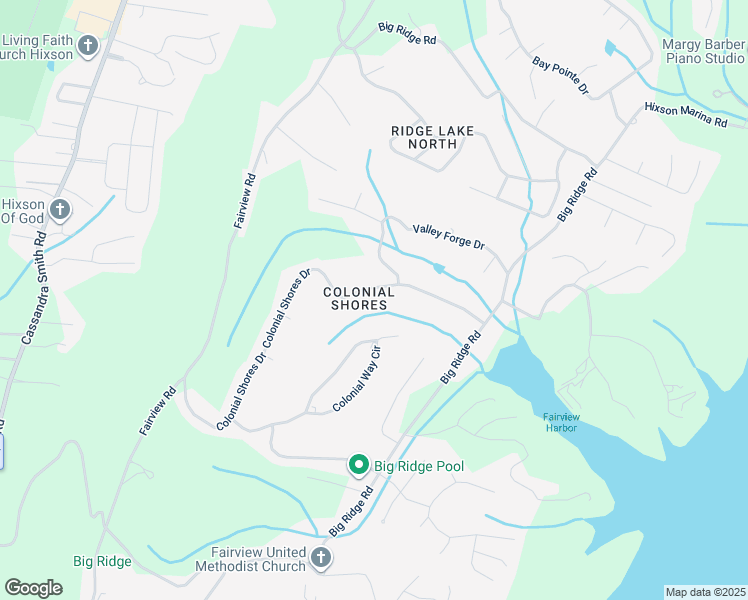 map of restaurants, bars, coffee shops, grocery stores, and more near 1760 Colonial Shores Drive in Chattanooga