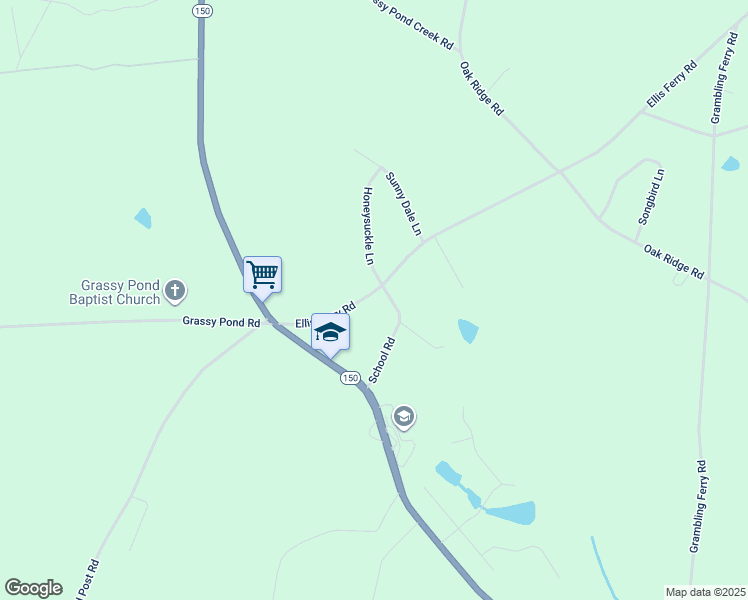 map of restaurants, bars, coffee shops, grocery stores, and more near 101-199 School Road in Gaffney