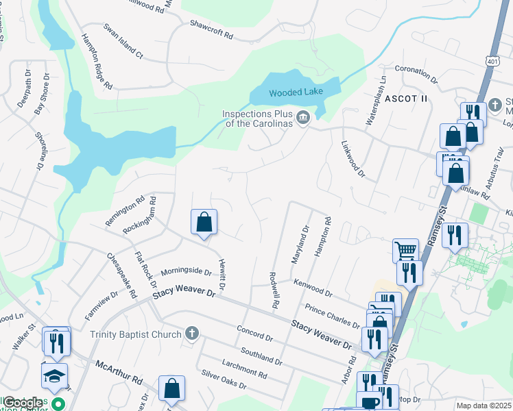 map of restaurants, bars, coffee shops, grocery stores, and more near 423 Tarmore Court in Fayetteville