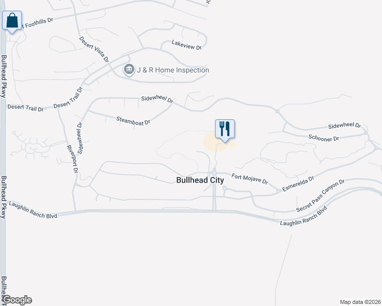 map of restaurants, bars, coffee shops, grocery stores, and more near 1359 Pioneer Trail in Bullhead City