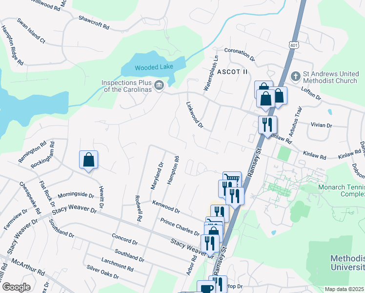 map of restaurants, bars, coffee shops, grocery stores, and more near 390 Bubble Creek Court in Fayetteville
