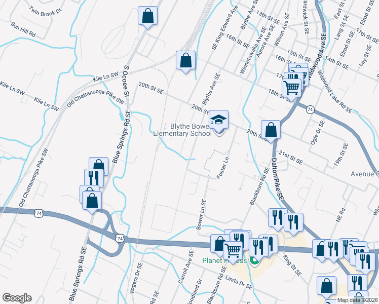 map of restaurants, bars, coffee shops, grocery stores, and more near 2027 Blythe Avenue Southeast in Cleveland