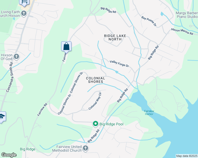 map of restaurants, bars, coffee shops, grocery stores, and more near 1760 Colonial Shores Drive in Chattanooga